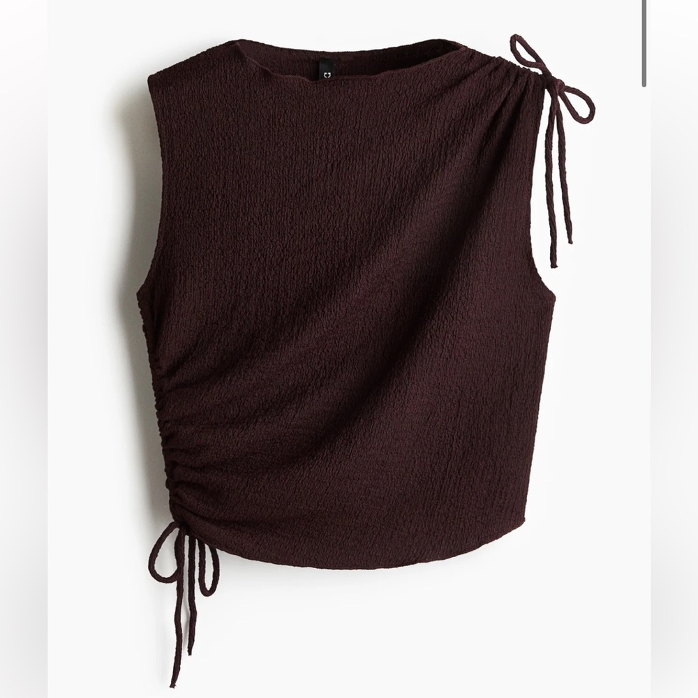 Elegant Sleeveless Ruched Top - Brown